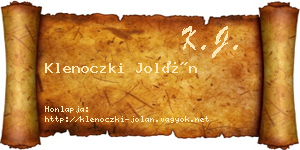 Klenoczki Jolán névjegykártya